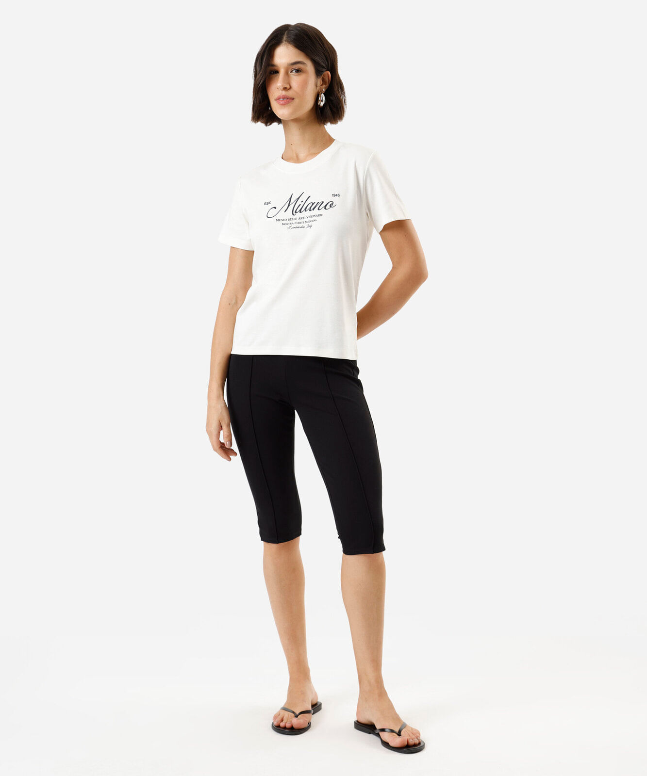 camiseta feminina de algodão peruano manga curta off white