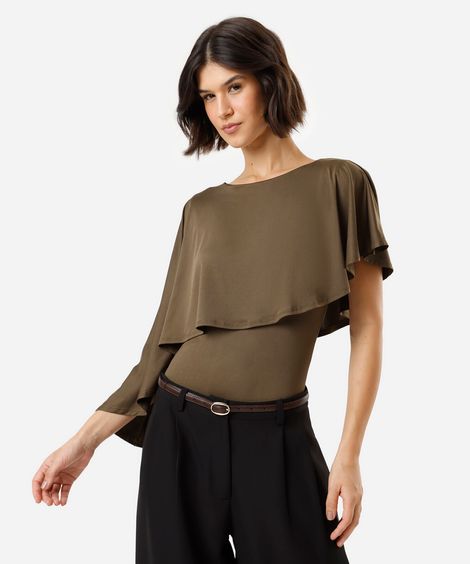 body feminino decote redondo com capa verde