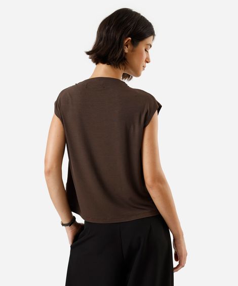blusa feminina de viscose com fivela orgânica marrom