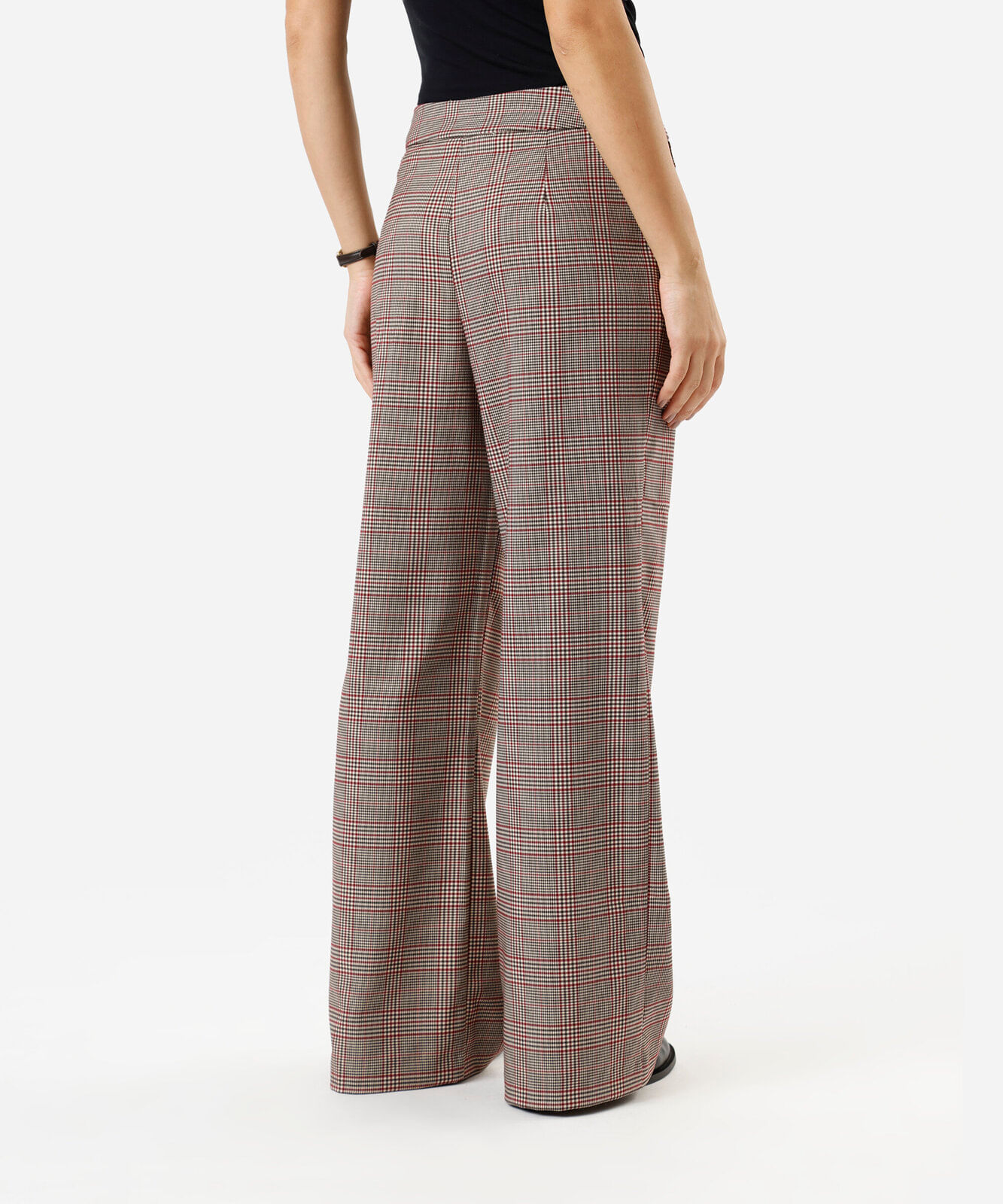 calça de alfaiataria feminina xadrez vinho