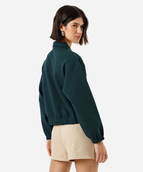 jaqueta bomber feminina com pregas verde