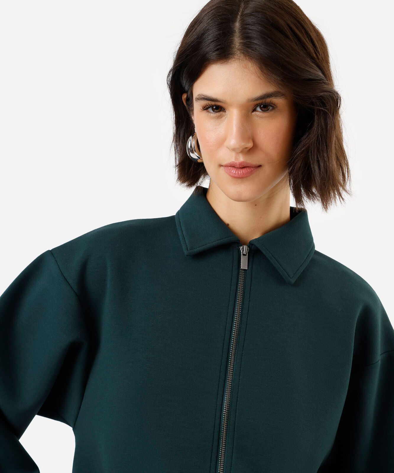 jaqueta bomber feminina com pregas verde