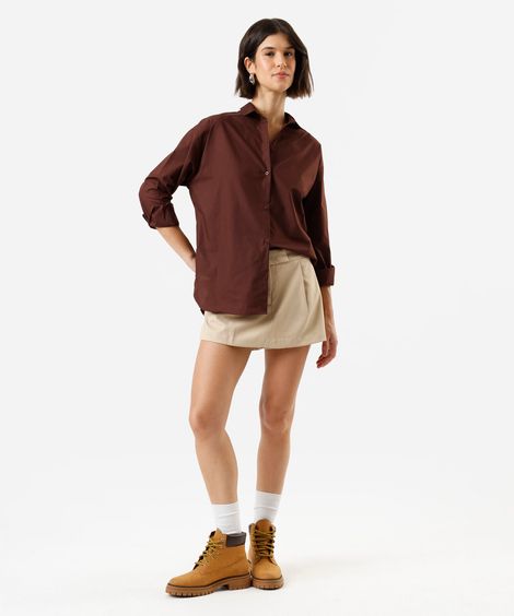 short saia de alfaiataria feminino com pregas bege