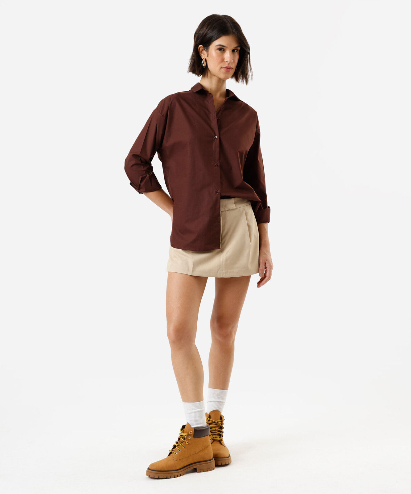 camisa oversized marrom