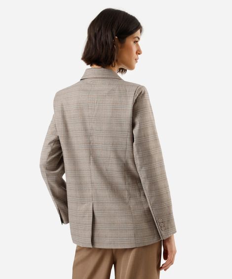 blazer de alfaiataria feminino  xadrez bege