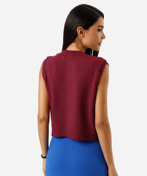 colete feminino de tricot vinho