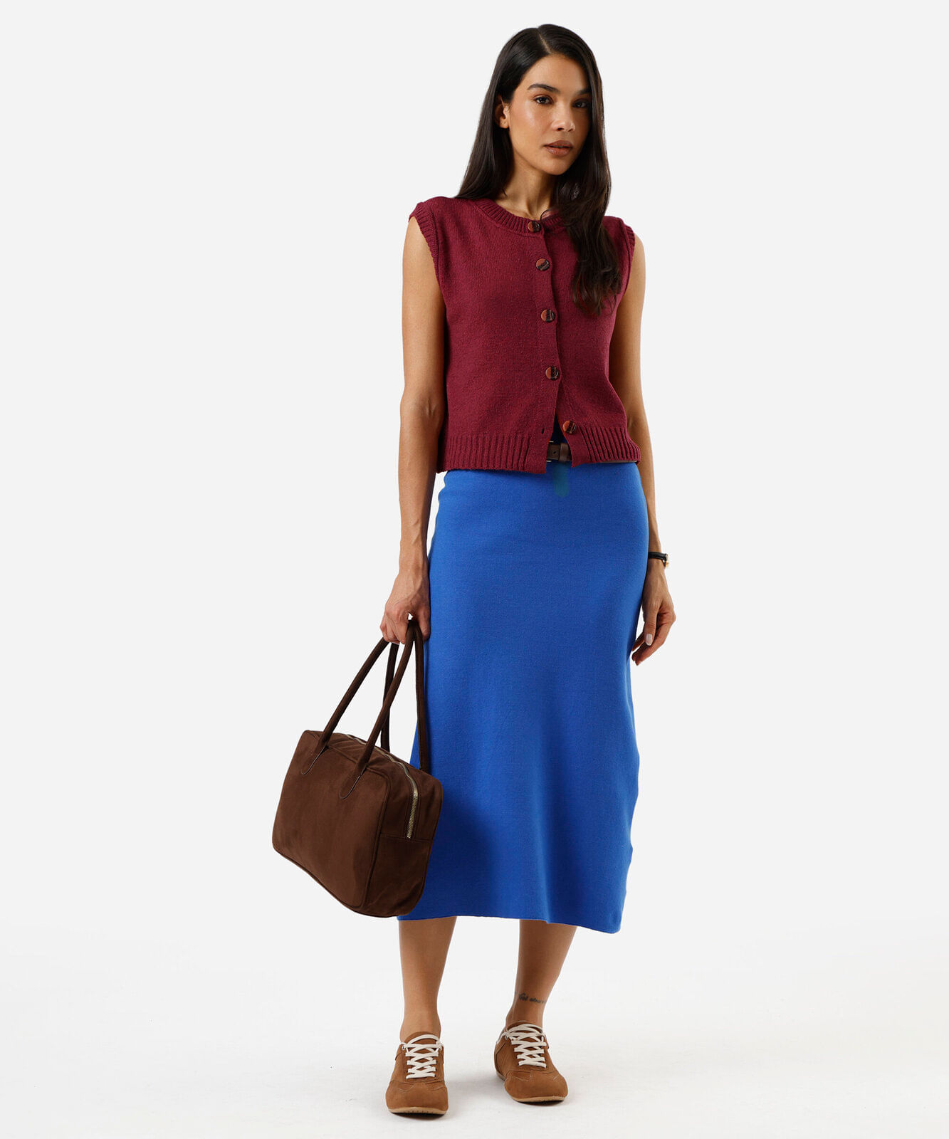 colete feminino de tricot vinho