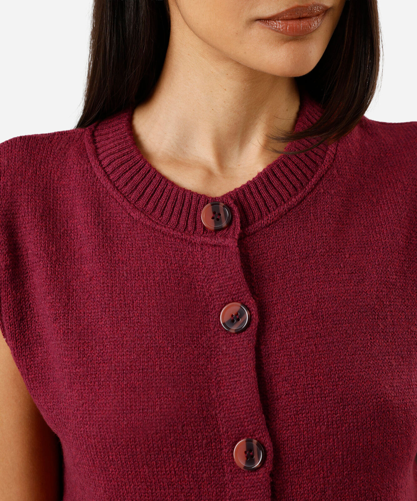 colete feminino de tricot vinho
