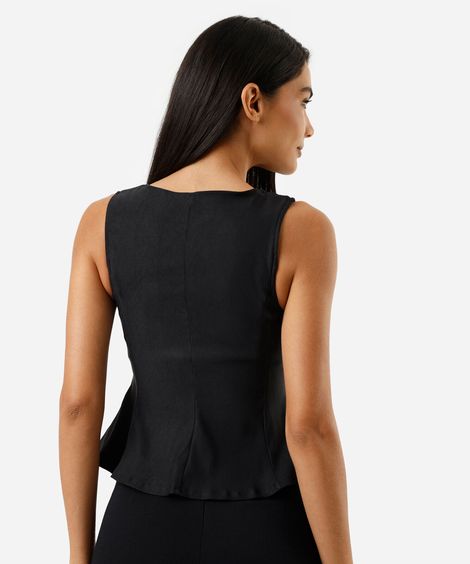 blusa peplum feminina decote canoa preta