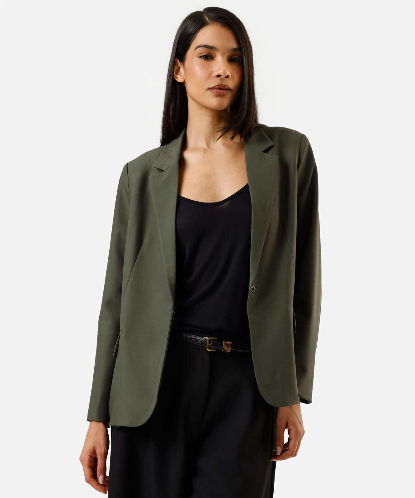 blazer de alfaiataria feminino com ombreiras verde
