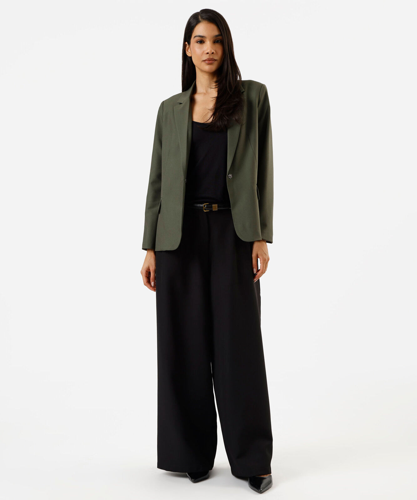 blazer de alfaiataria feminino com ombreiras verde