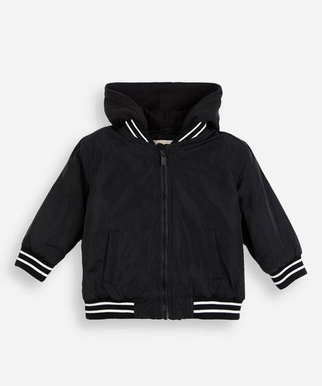 jaqueta bomber infantil com capuz preta