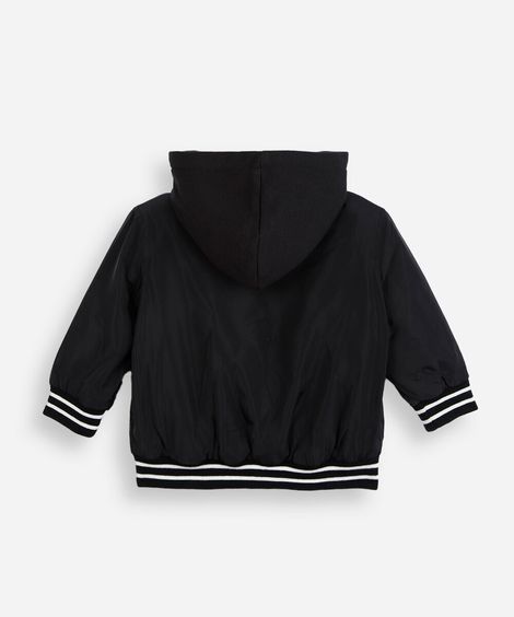 jaqueta bomber infantil com capuz preta