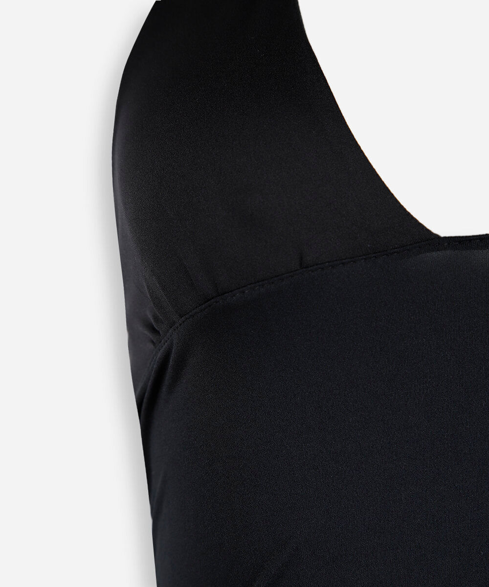 top halterneck cropped em poliamida lisa preta