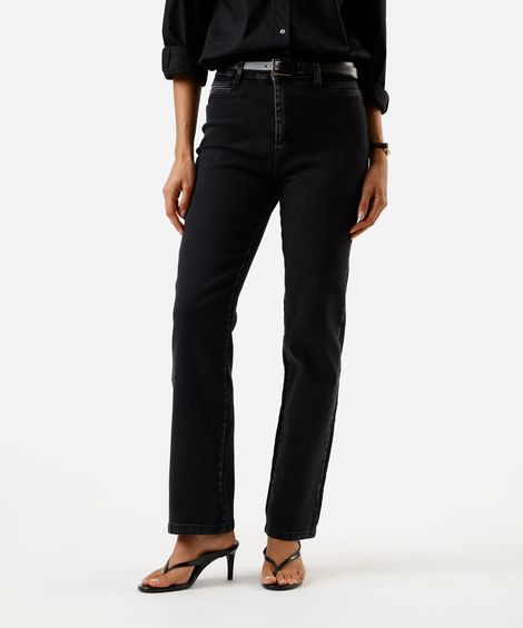 calça reta feminina jeans sawary preta