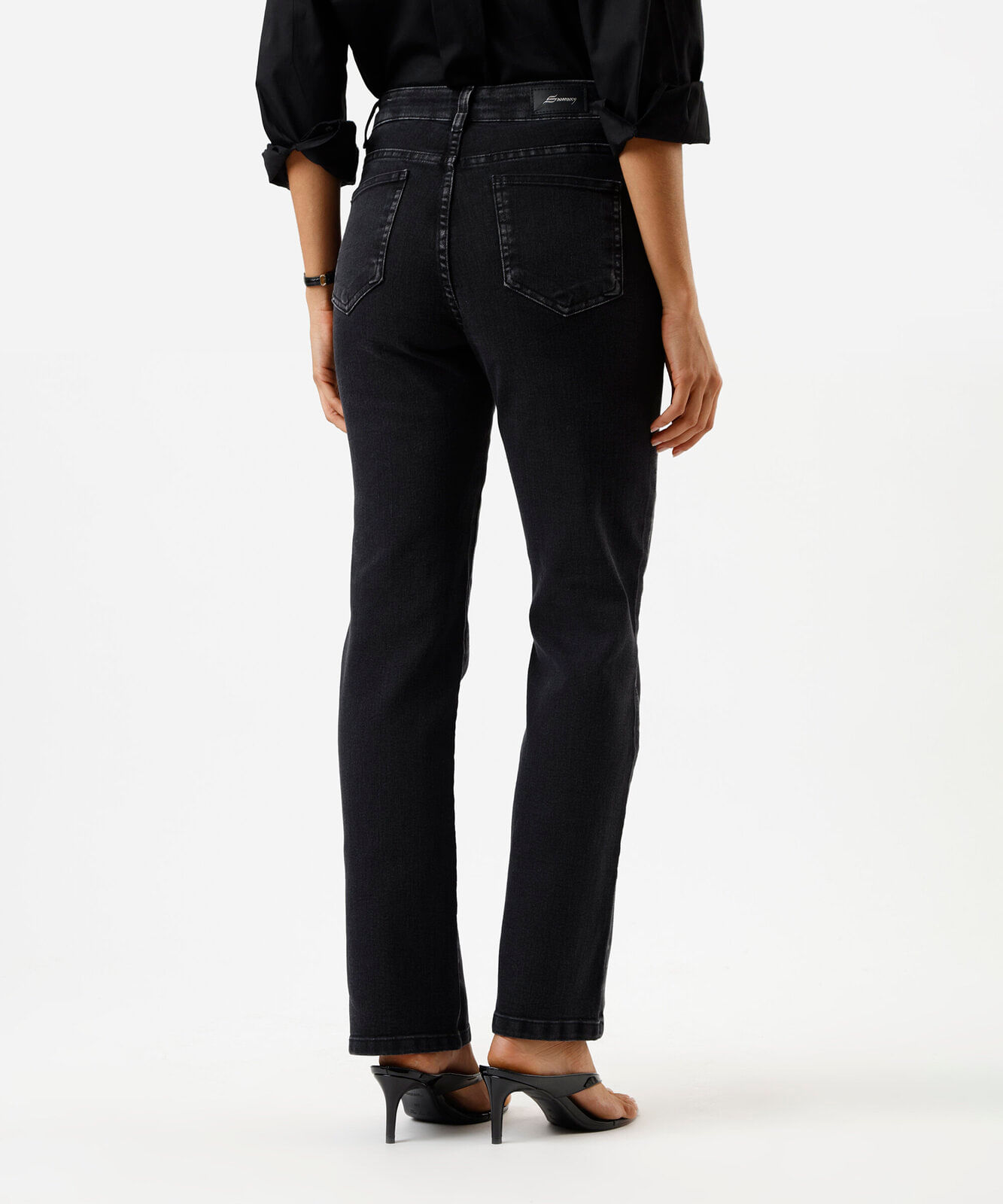 calça reta feminina jeans sawary preta