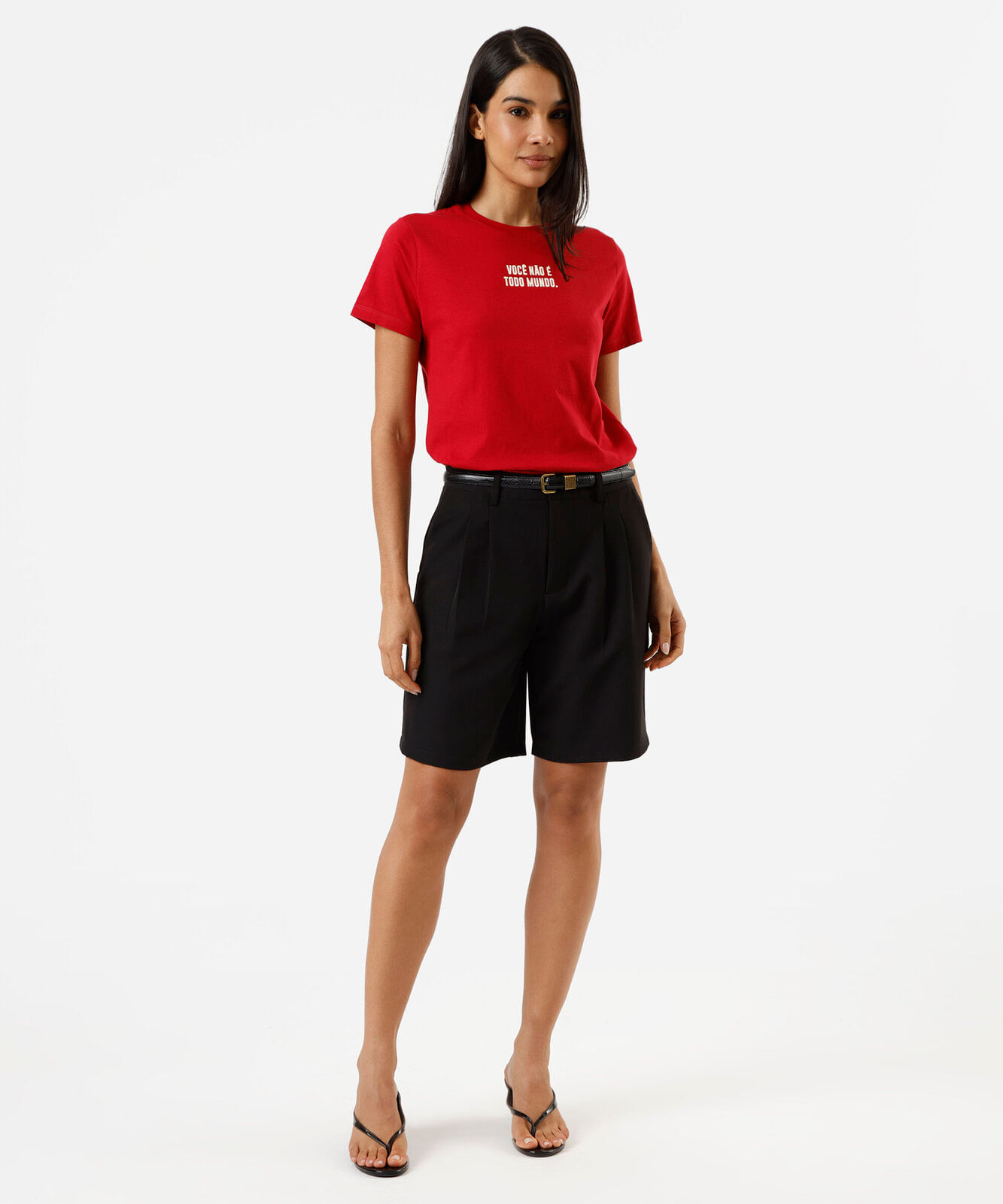camiseta feminina de algodão manga curta estampada vermelha