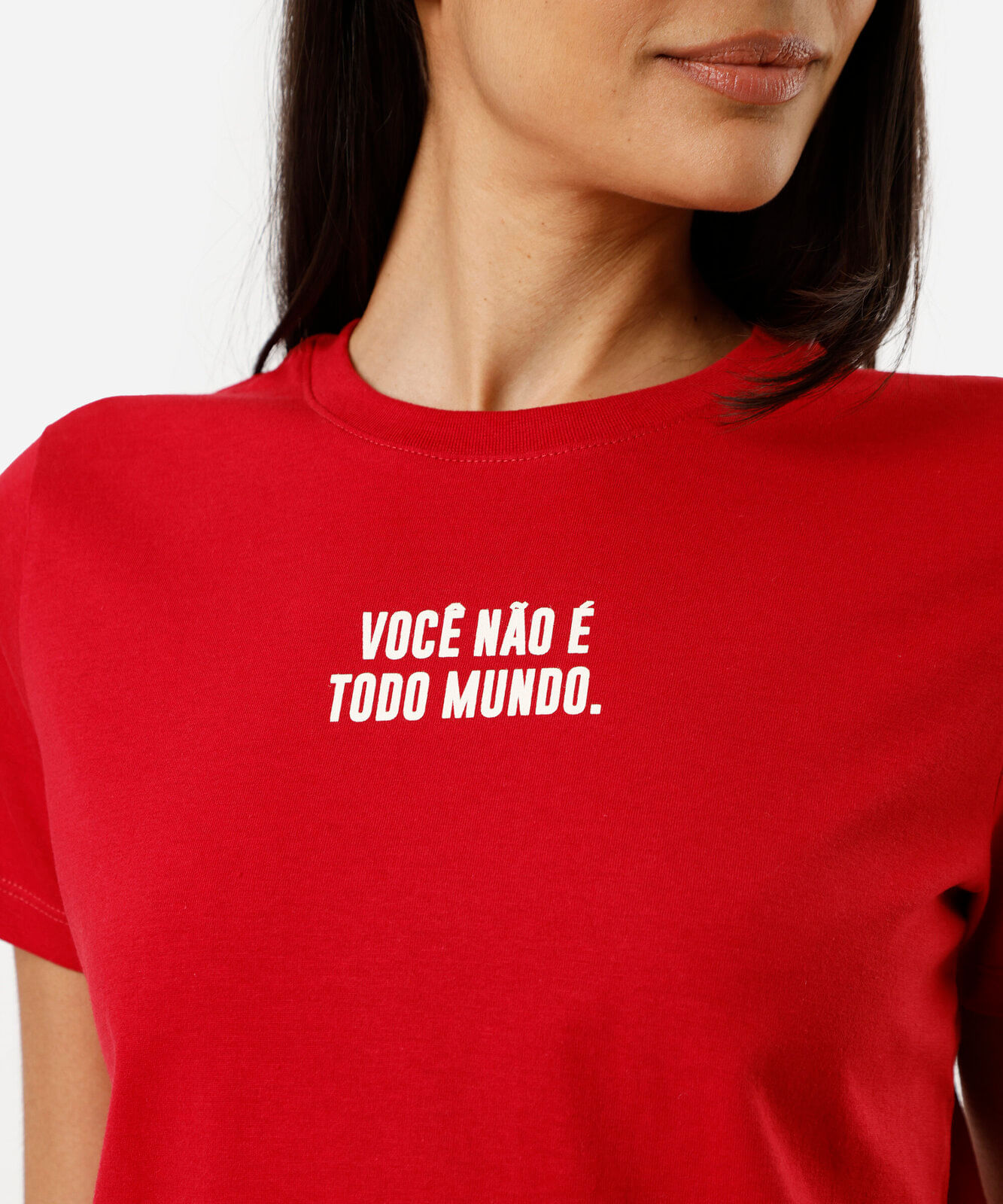 camiseta feminina de algodão manga curta estampada vermelha