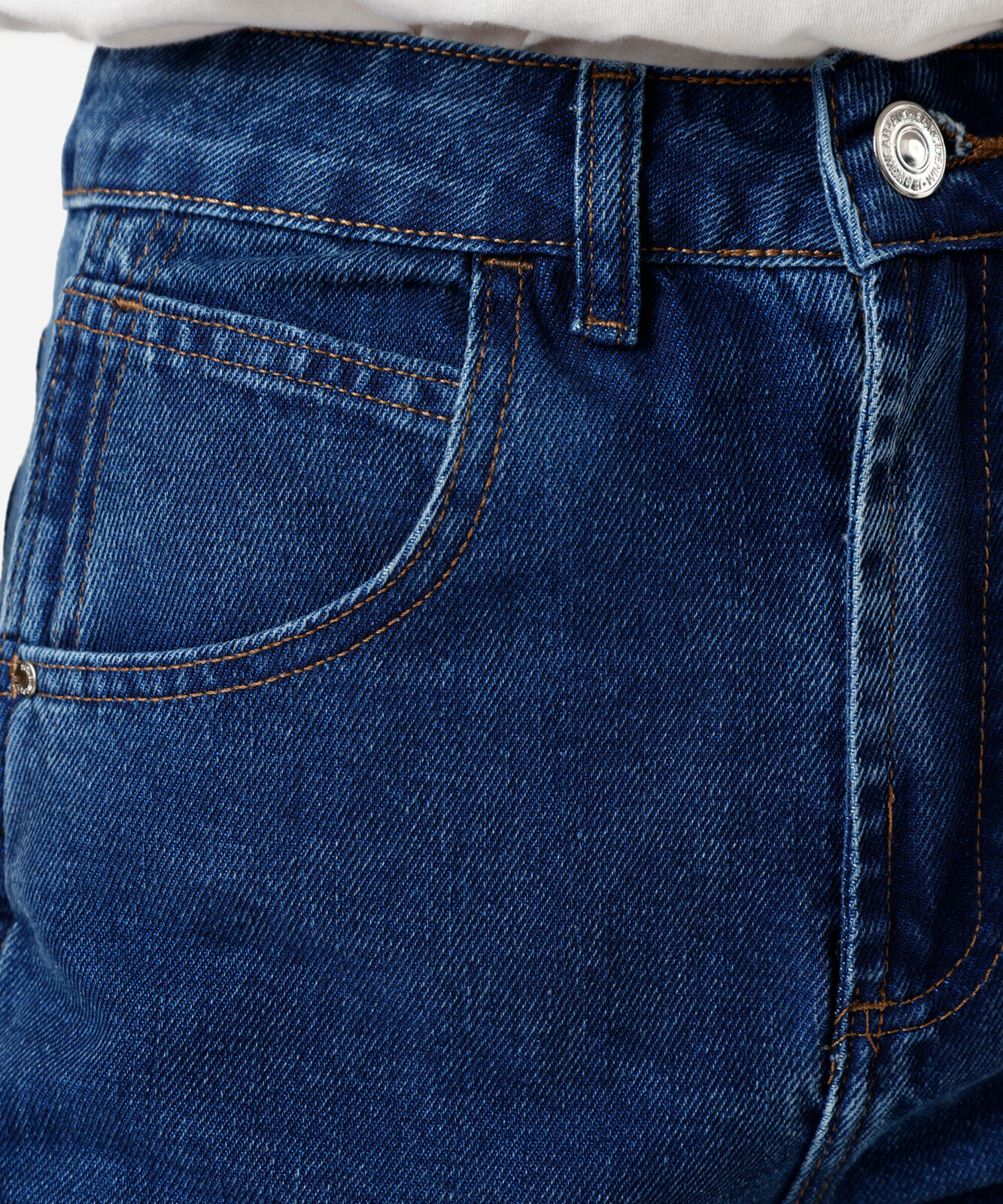short feminino jeans cintura alta azul