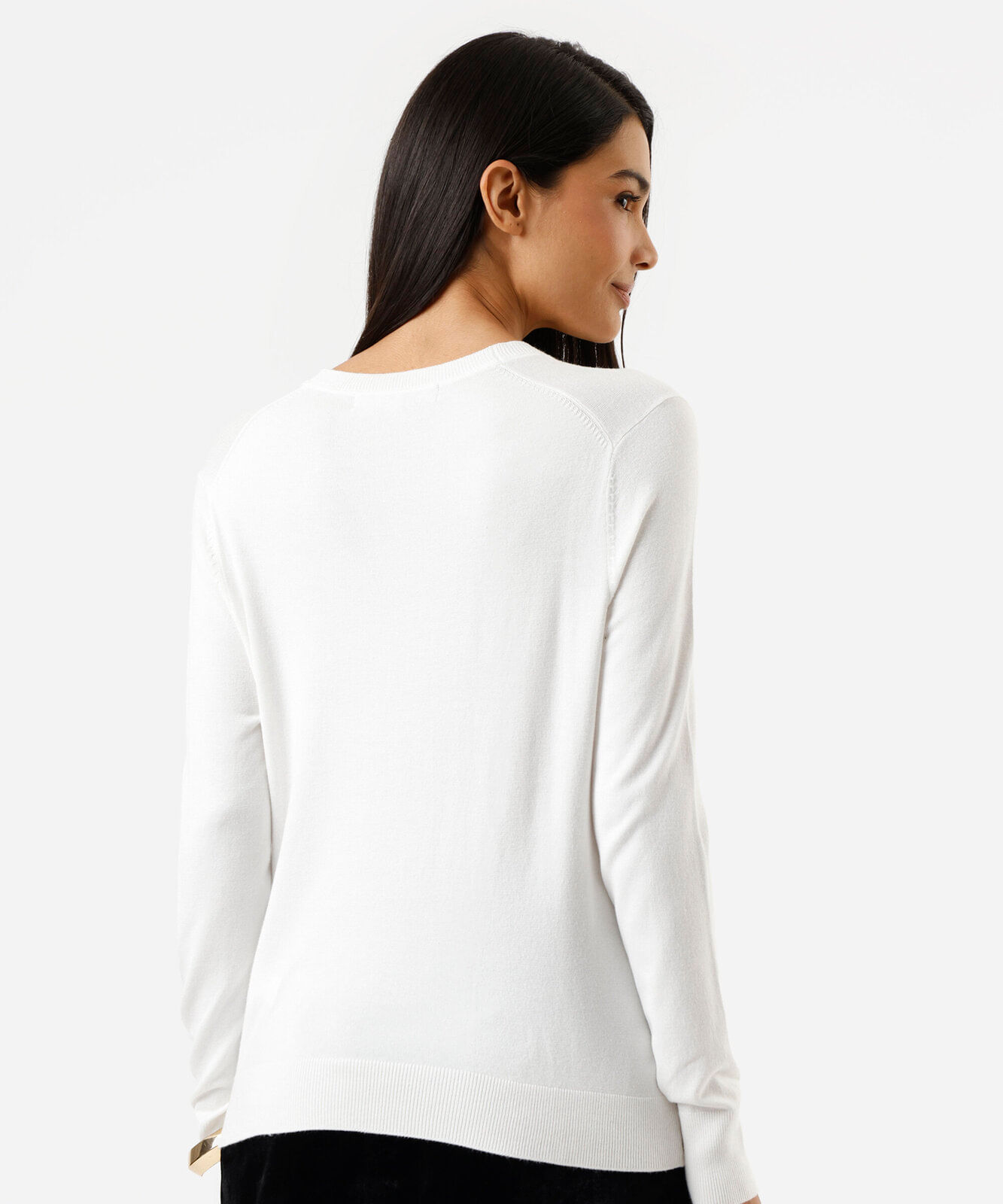 cardigan feminino de tricot decote v off white