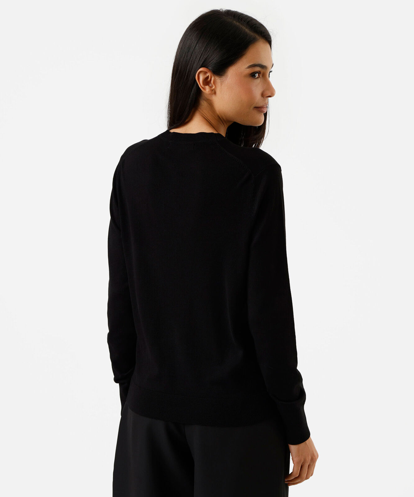 cardigan feminino de tricot decote v preto
