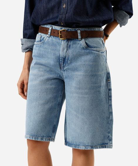 bermuda jorts feminina jeans cintura baixa azul