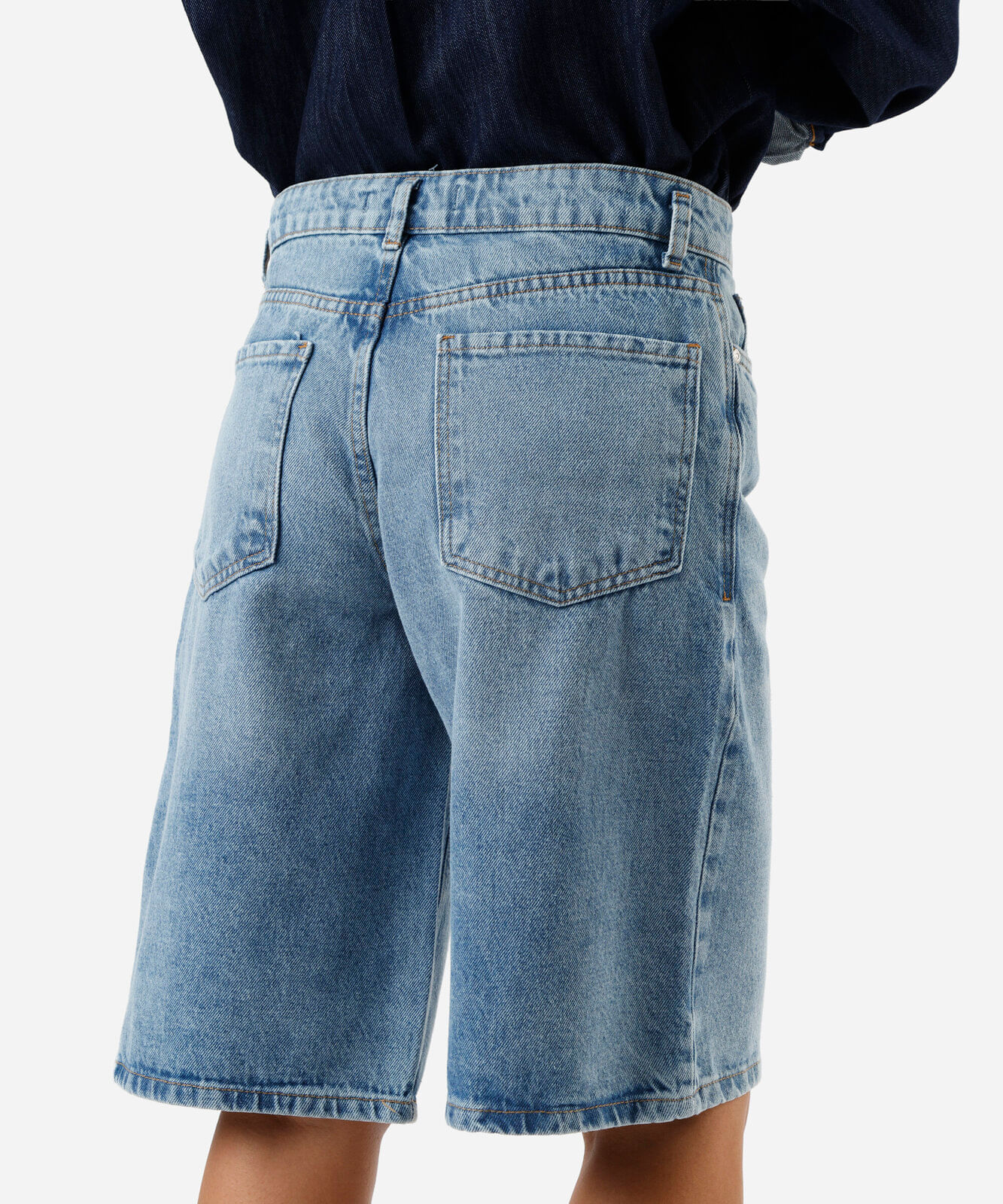 bermuda jorts feminina jeans cintura baixa azul