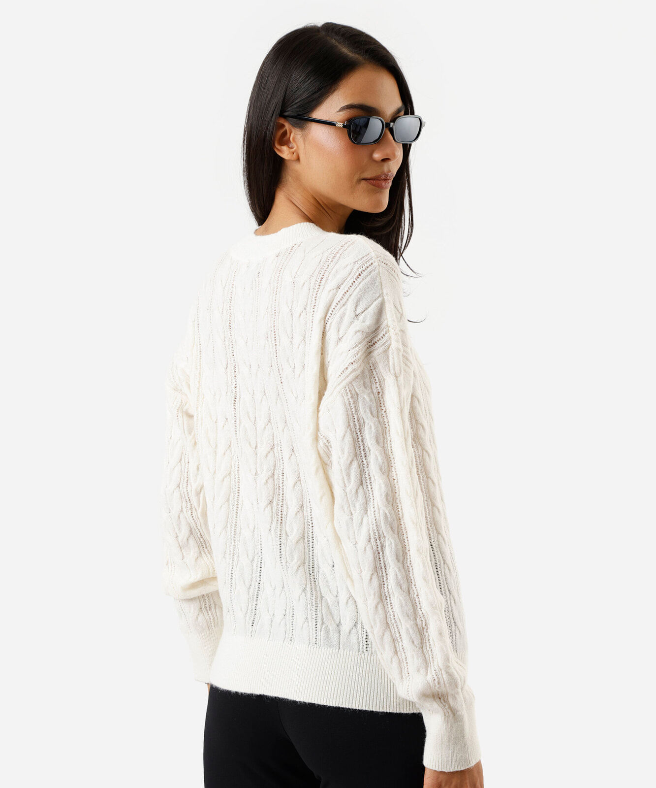 suéter feminino de tricot texturizado off white