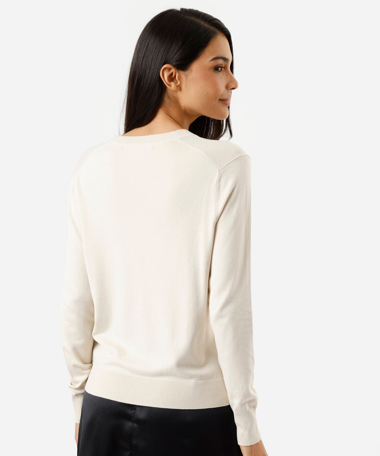 cardigan feminino de tricot decote v bege