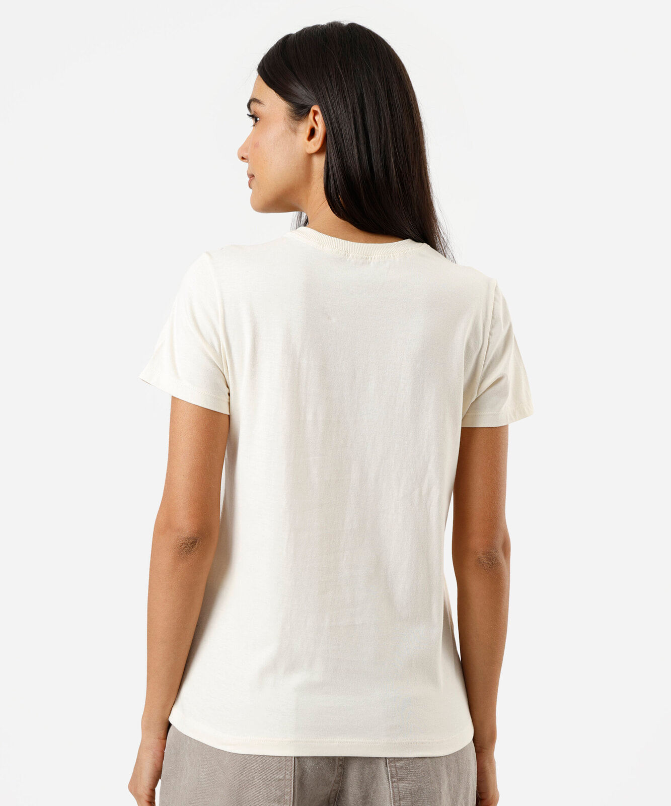 camiseta feminina de algodão manga curta snoopy bege