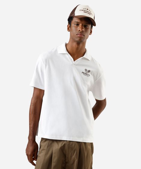 polo masculina de algodão manga curta snoopy off white