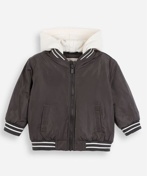 jaqueta bomber infantil com capuz cinza