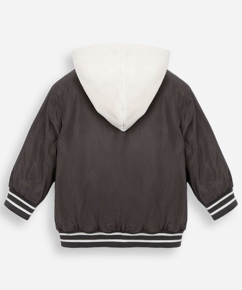 jaqueta bomber infantil com capuz cinza