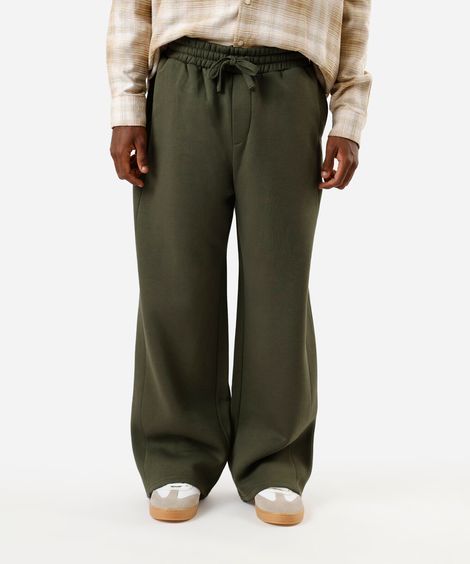 calça baggy masculina de moletom cós elástico verde
