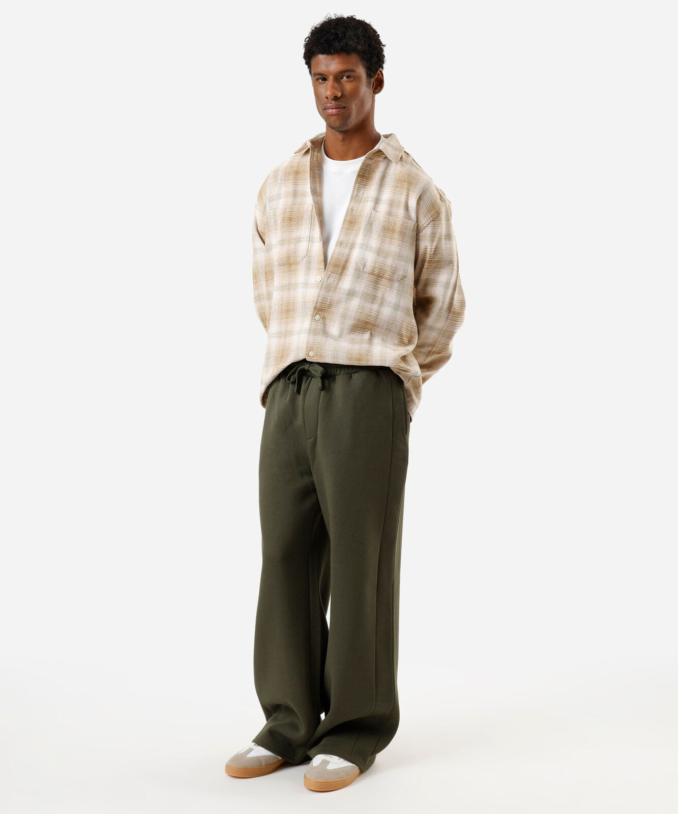 calça baggy masculina de moletom cós elástico verde