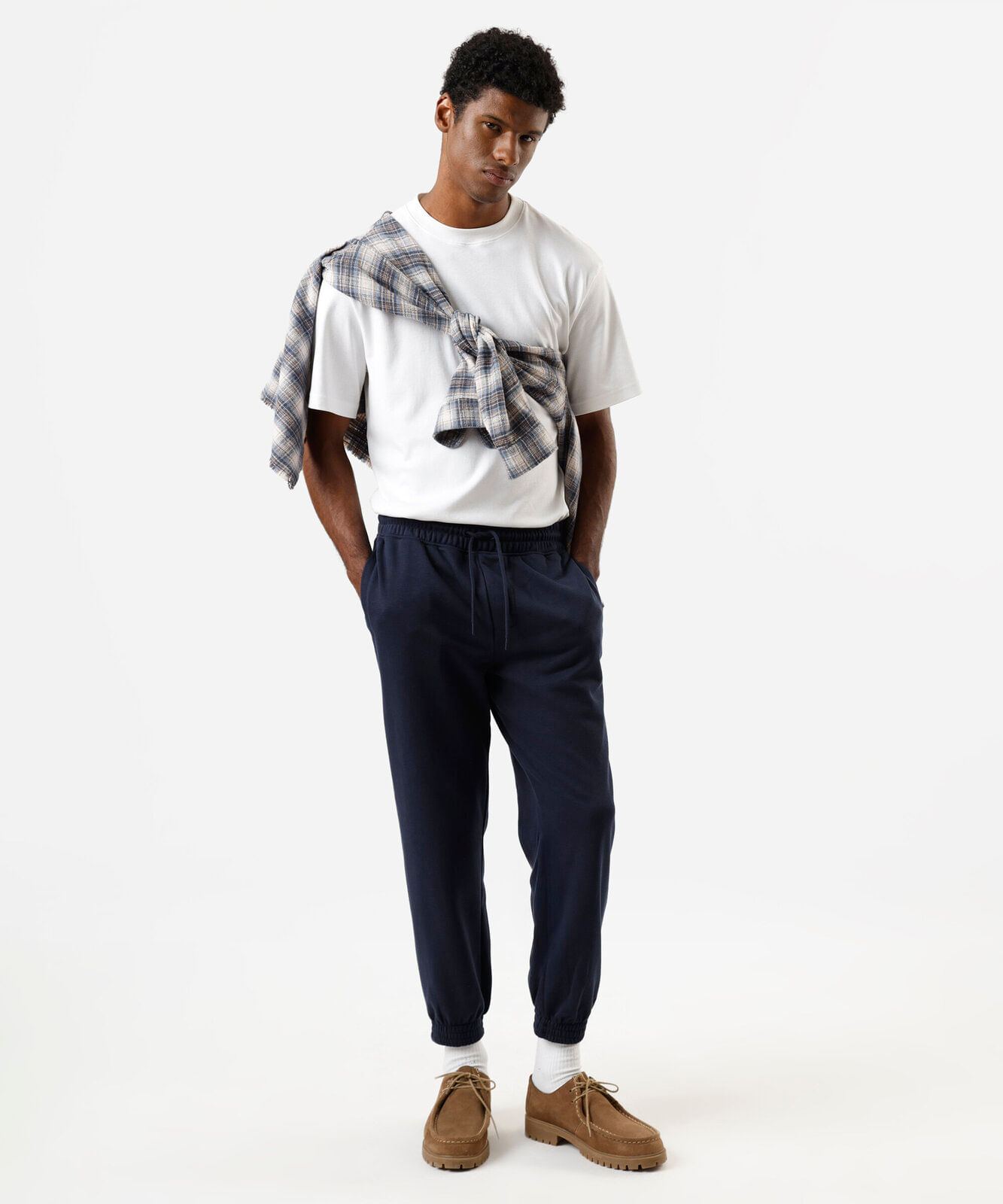 calça masculina jogger moletom azul