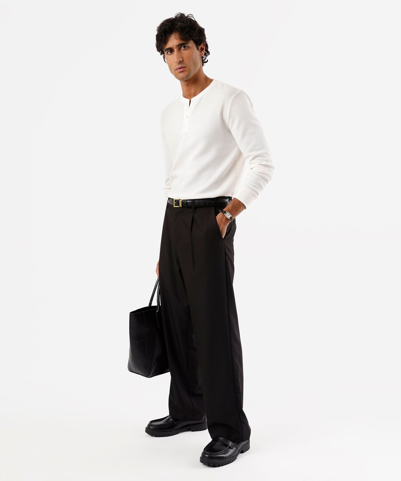 blusa básica masculina manga longa texturizada branca
