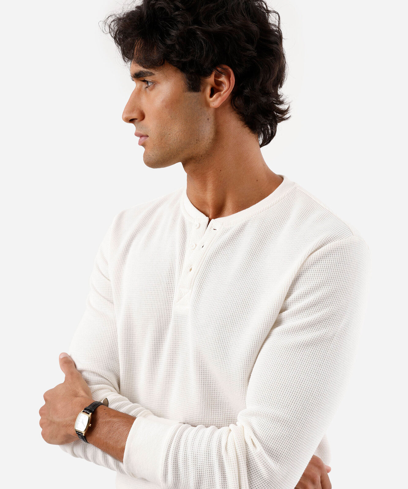blusa básica masculina manga longa texturizada branca