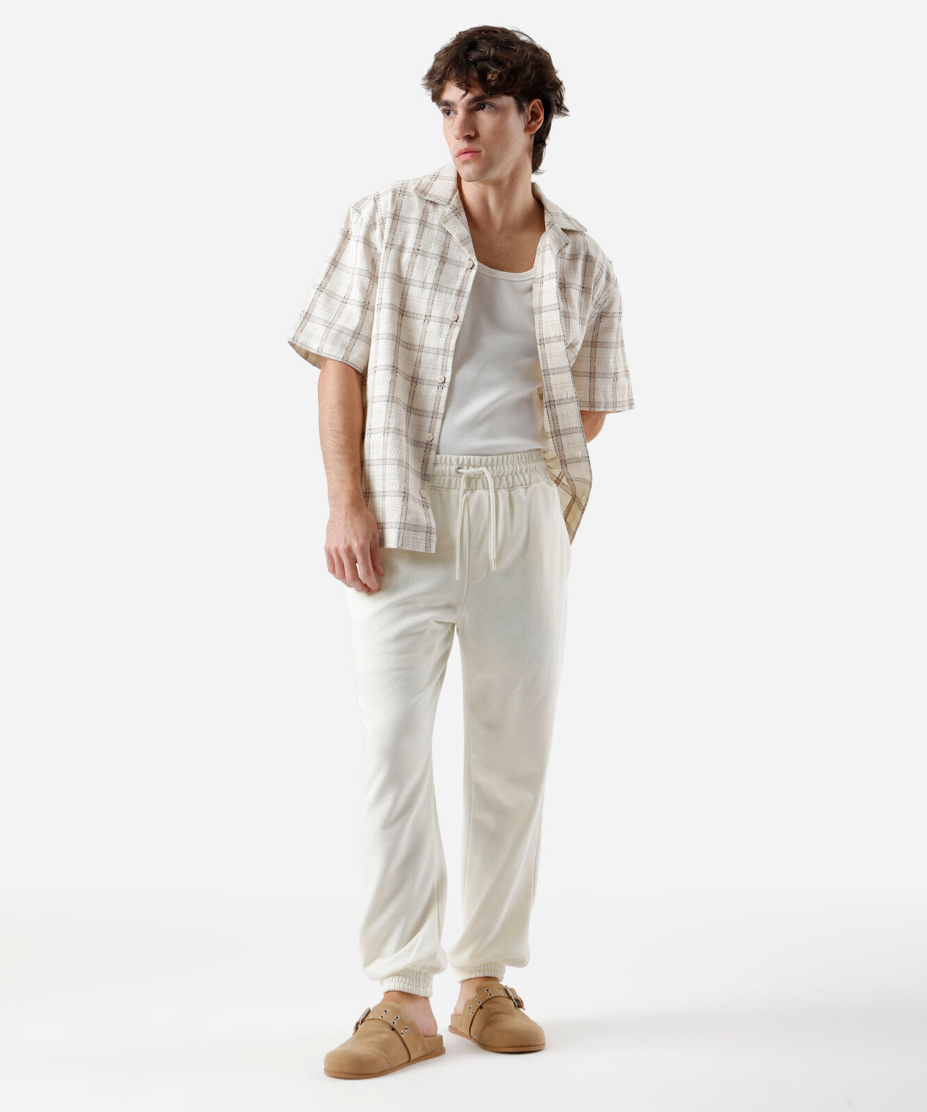 calça masculina jogger moletom off white