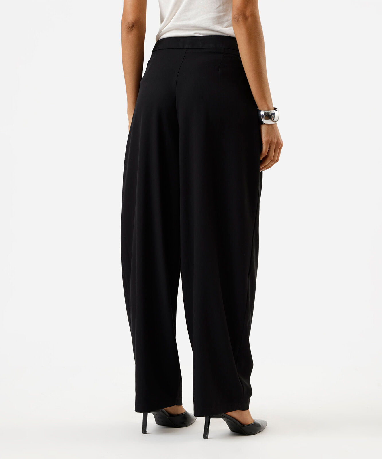 calça balloon feminina com pregas cintura alta preta
