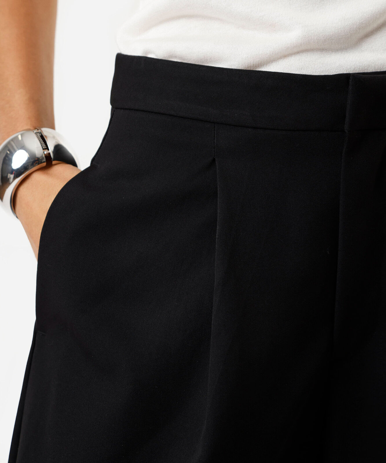 calça balloon feminina com pregas cintura alta preta