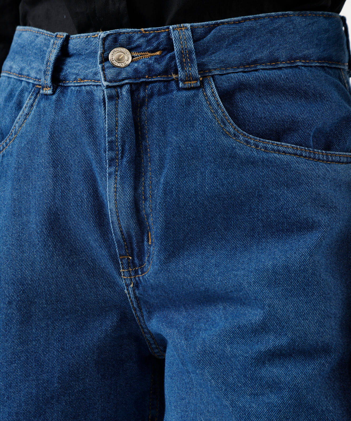 short feminino jeans cintura alta azul