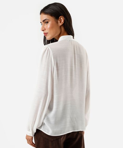 camisa feminina com viscose manga longa off white