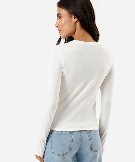 blusa feminina de algodão manga longa off white