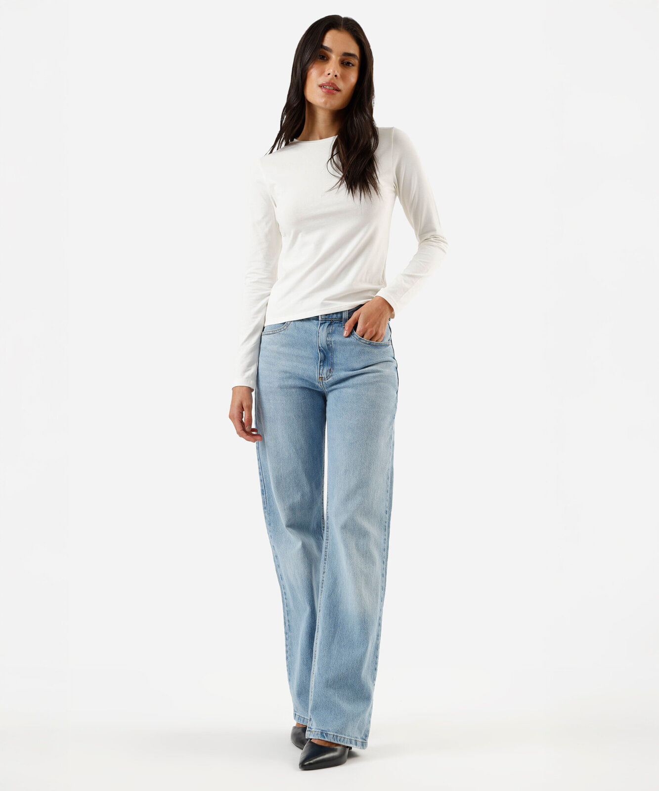 blusa feminina de algodão manga longa off white