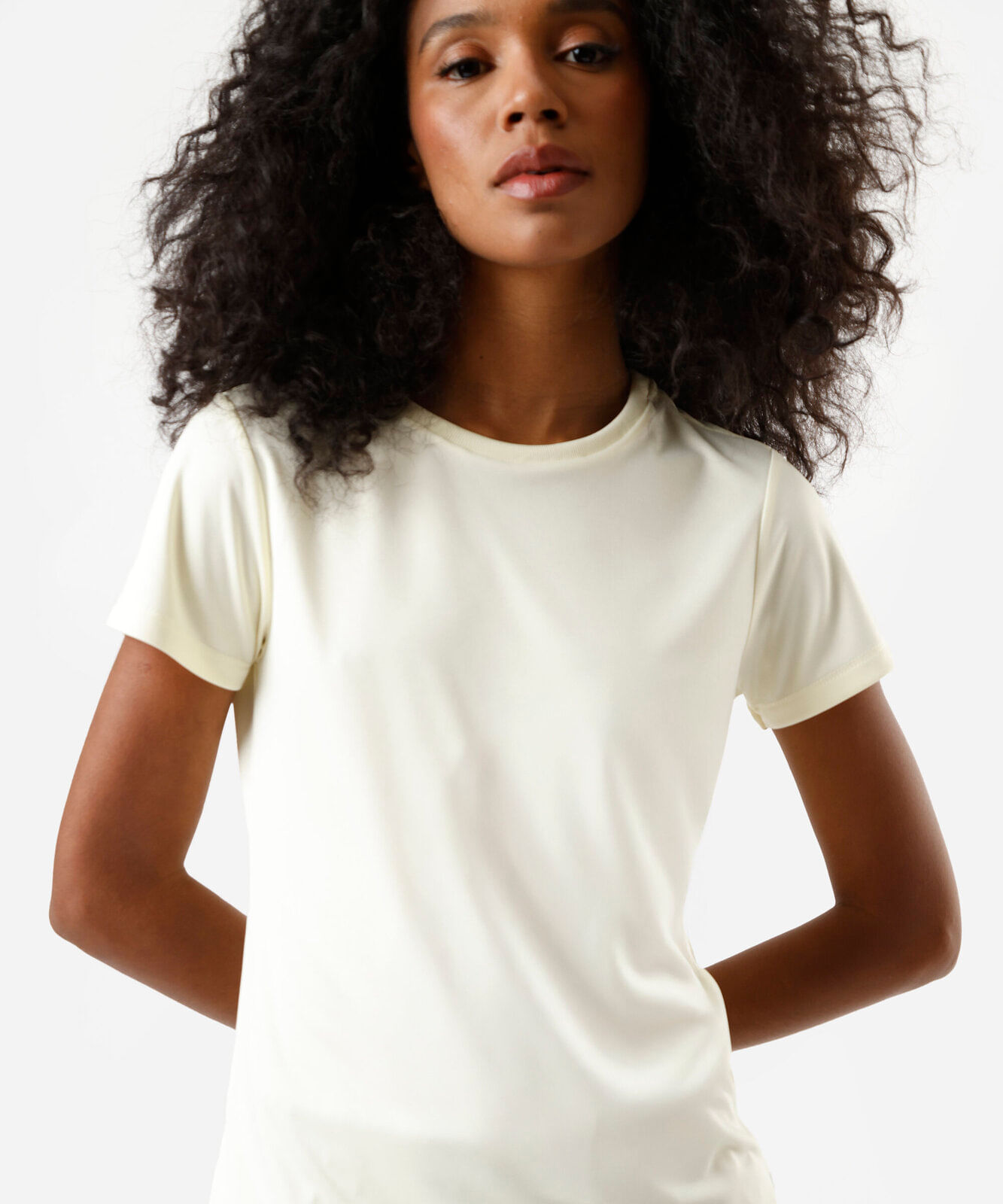 blusa feminina básica manga curta esportiva amarela