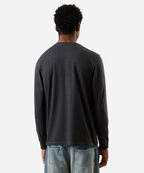 camiseta masculina de algodão manga longa cinza