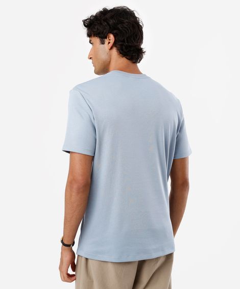 camiseta de algodão peruano básica manga curta azul