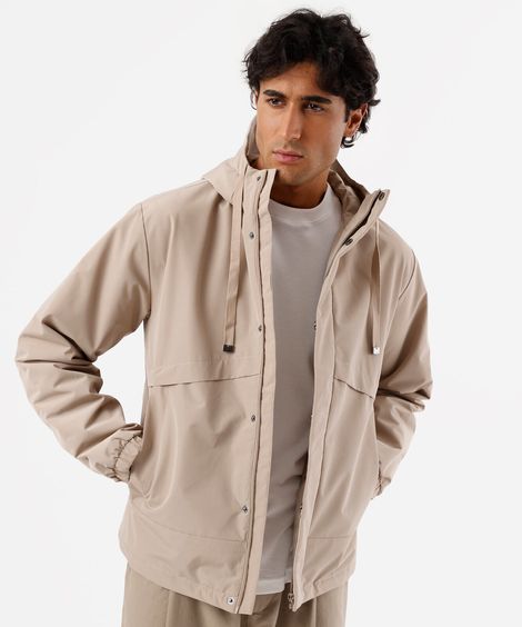 jaqueta masculina com capuz bege