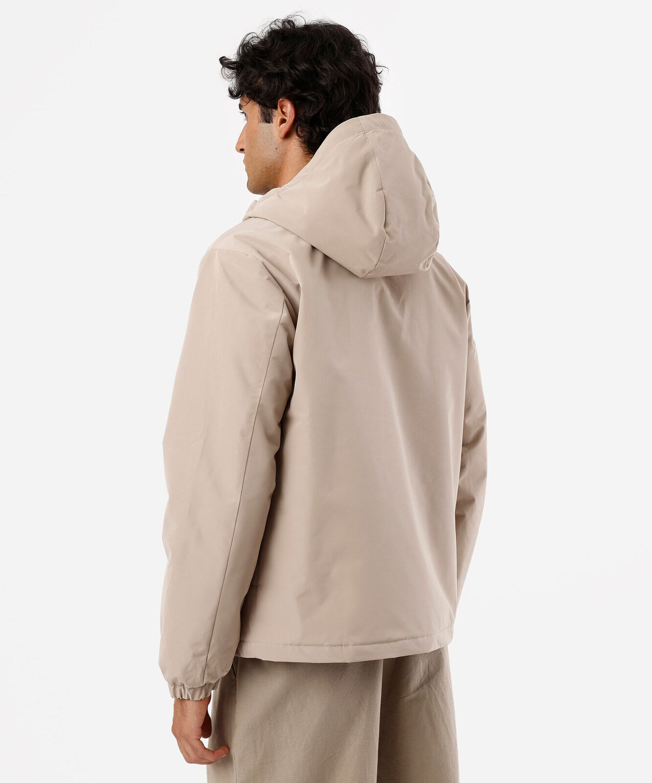 jaqueta masculina com capuz bege